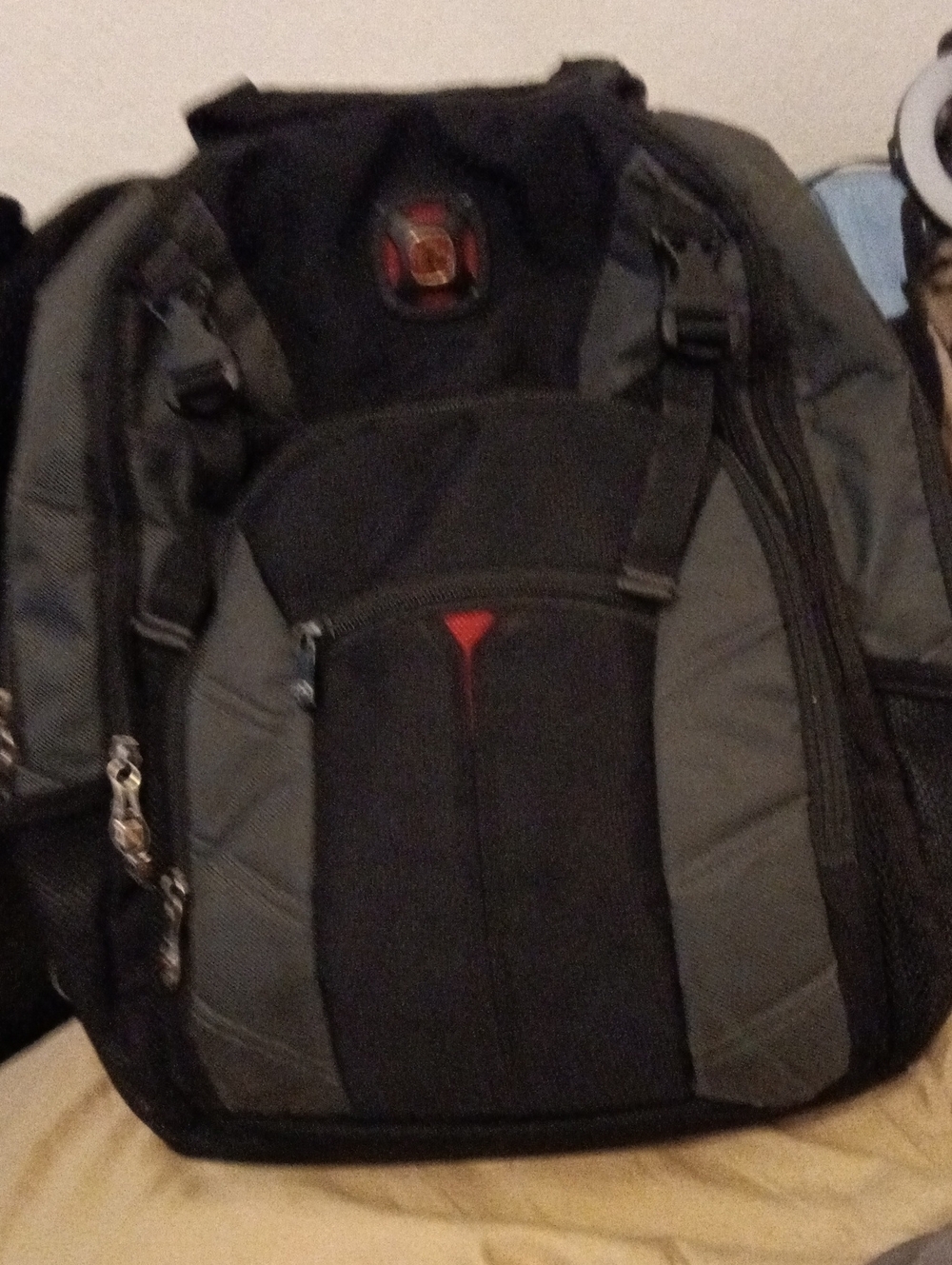 Swiss Army Swiss Tech Black and Gray Men's Backpack with Red Accent